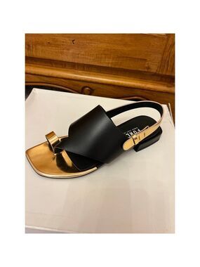 New Women's Furla Sculpt Sandals Size 7 Black Gold